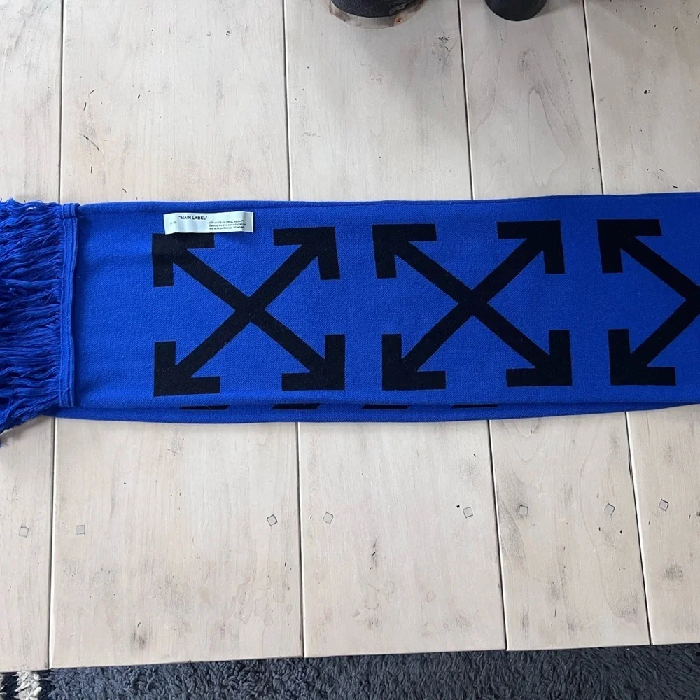 Off-White Bold Blue and Black Scarf AUTHENTIC